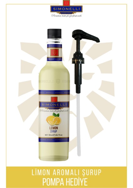 Kahve ve Kokteyl Şurubu Limon 700 ml + Pompa Simonelli