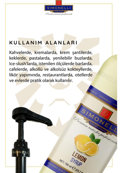 Kahve ve Kokteyl Şurubu Limon 700 ml + Pompa Simonelli modelleri