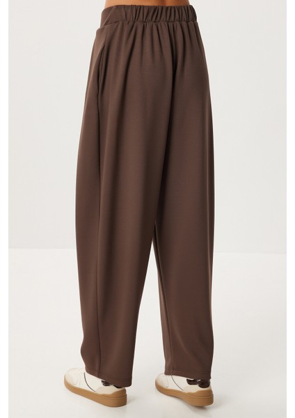 Yumuşak Modal Pileli Eşofman Altı LCI0044 Kahverengi indirimleri