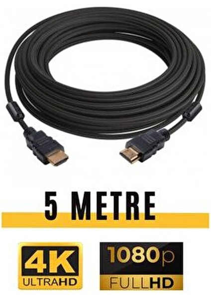 Ultra Hd 4K HDMI Kablosu 5metre Yüksek Hızlı Hı-Speed 3.0 Çift Kat 1.sınıf Örgülü HDMI Kablo