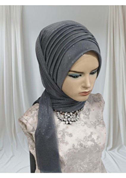 Antrasit Gri 3lu Geçiş Hazır Duvak Hazır Şal Hazır Türban modelleri