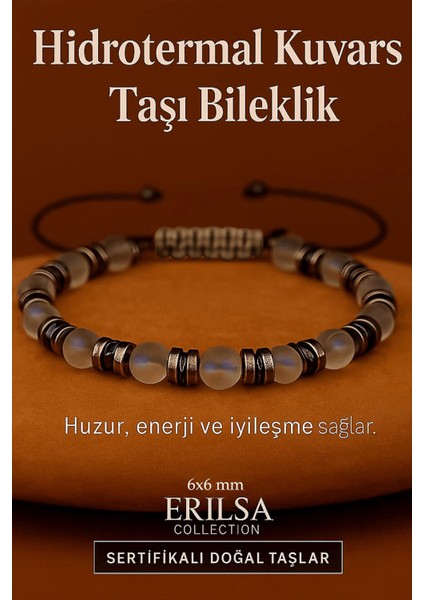 Sertifikalı Hidrotermal Kuvars Taşı Bileklik 8x8 mm – Huzur, Enerji ve Yenilenme Taşı
