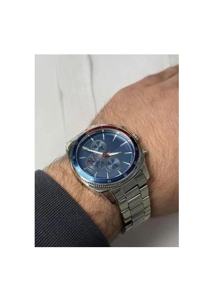 Erkek Kol Saati Gümüş Kordon (Mavi Kadran)