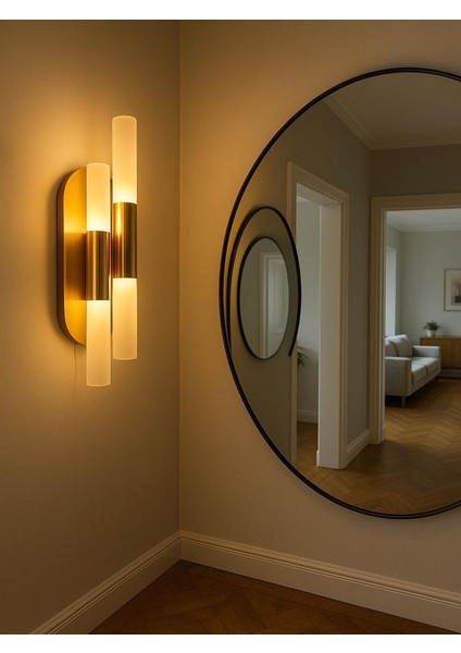 Gold Kaplama Çubuk LED Aplik Şarjlı Dekoratif Duvar Lambası (3000K Gün Işığı)