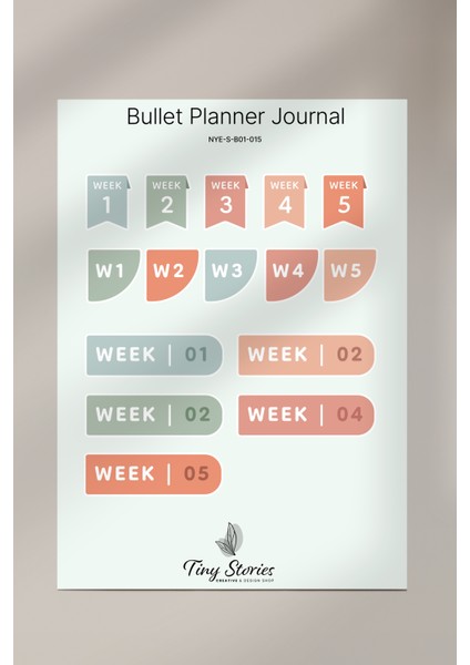 Bullet Journal Sticker Seti - 6 Sayfa / Ajanda, Scrapbook, Journal modelleri