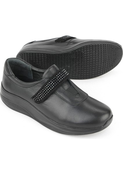 , Kadın Hakiki Deri Konfor Ayakkabı 15355Z2417 Siyah fırsatları