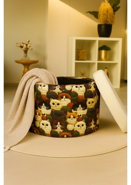 Pufkap Dekoratif rahat ve konforlu puf - ked, figürlü/desenli - sandıklı - yuvarlak puf - çok amaçlı kullanım - modern bench modelleri