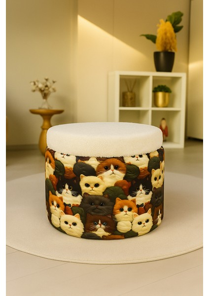 Pufkap Dekoratif rahat ve konforlu puf - ked, figürlü/desenli - sandıklı - yuvarlak puf - çok amaçlı kullanım - modern bench indirimleri