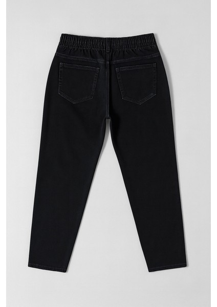 Kadın Yüksek Bel Beli Lastikli Antrasit Jean Pantolon indirimleri