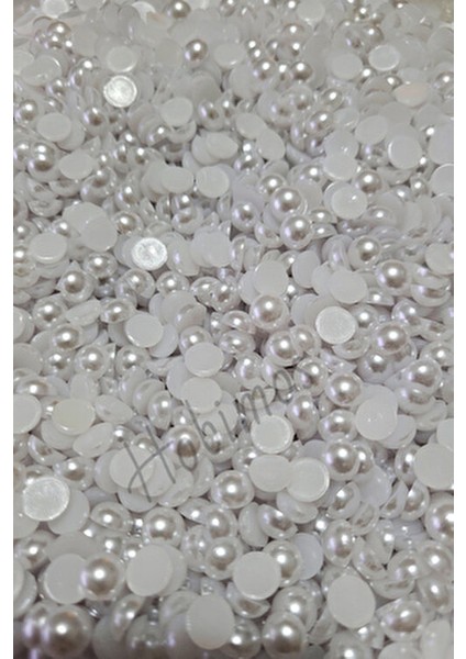 500 Adet Beyaz 8 mm Deliksiz Yarım Inci - Deliksiz Yapıştırma Beyaz Inci