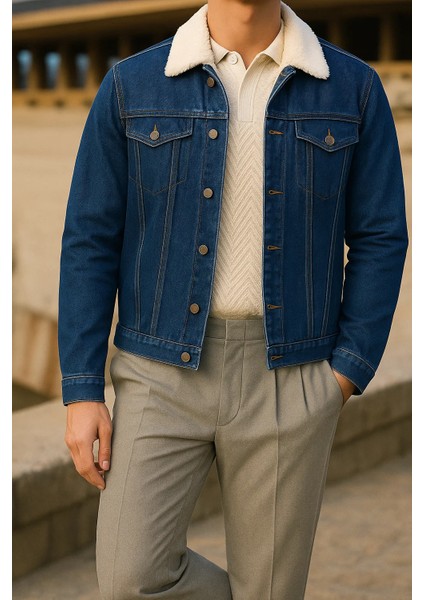 Erkek Kışlık Trend Günlük K.mavi Içi Kürklü Peluş Ceket fırsatları