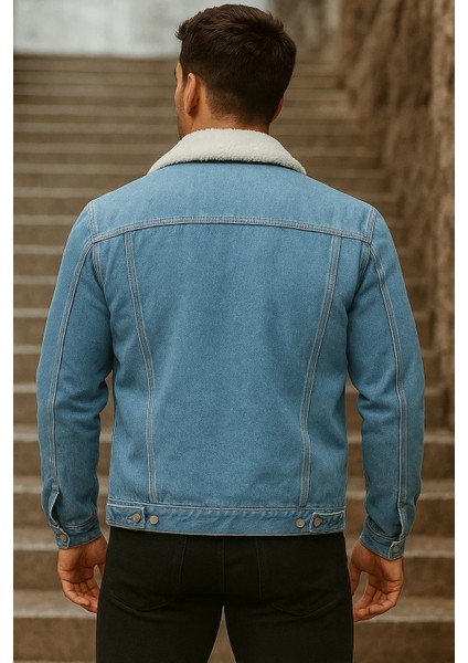 Erkek Kışlık Trend Içi Kürk Peluş A.mavi Kot Ceket indirimleri