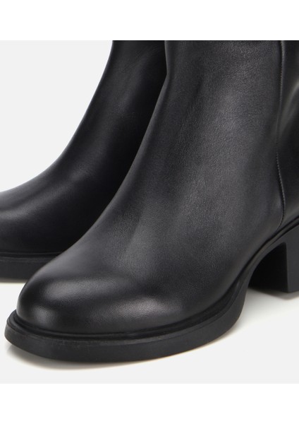 01BOH312820A100 KADIN Deri Siyah Yumuşak Dokulu Bilekte Düz Bot modelleri