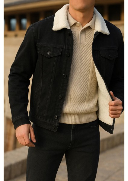 Erkek Kışlık Trend Günlük Siyah Içi Kürklü Peluş Ceket fiyatları