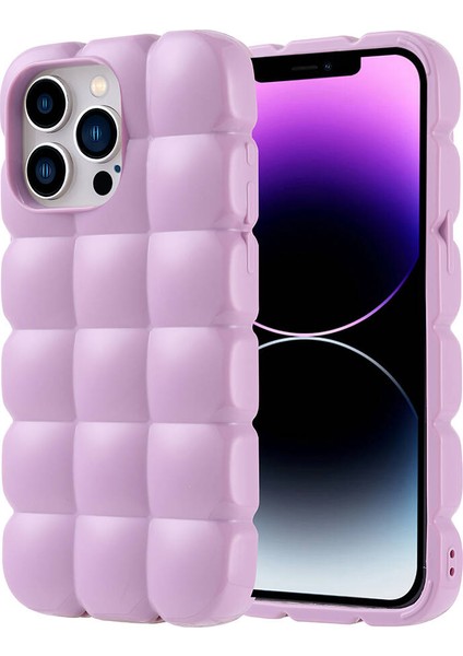 Apple iPhone 14 Pro Max Kılıf Parlak Esnek Silikon Dom Dom Kapak-Lila