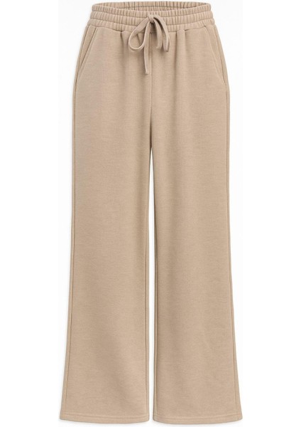 4782 Kadın Beli Lastikli Selanik Palazzo Pantolon Vizon