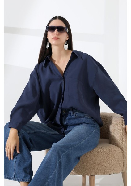 Tek Cep Modal Oversize Kadın Gömlek