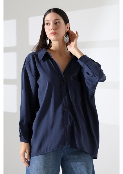 Tek Cep Modal Oversize Kadın Gömlek modelleri