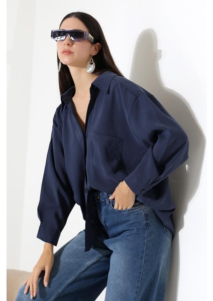 Tek Cep Modal Oversize Kadın Gömlek