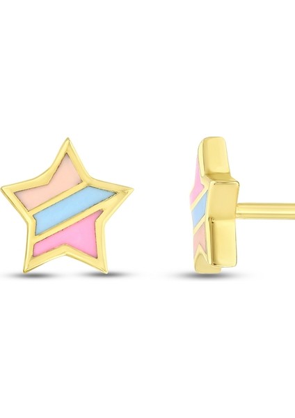 Yıldız Figürlü Altın Çocuk Küpe - 14K fiyatları