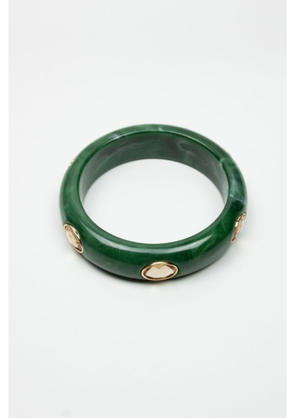 Büyük Kristal Yaşlı Yeşil Akrilik Kemik Bileklik