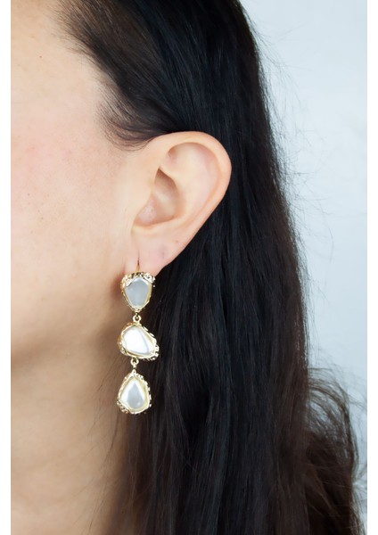 Gold Kaplama Inci Sallantılı Küpe