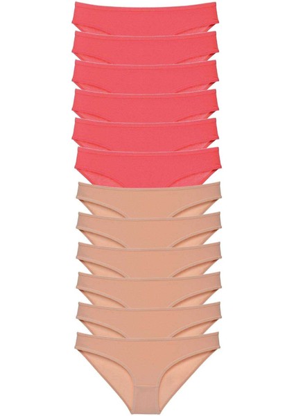 12 adet Süper Eko Set Likralı Kadın Slip Külot Fuşya Ten fırsatları