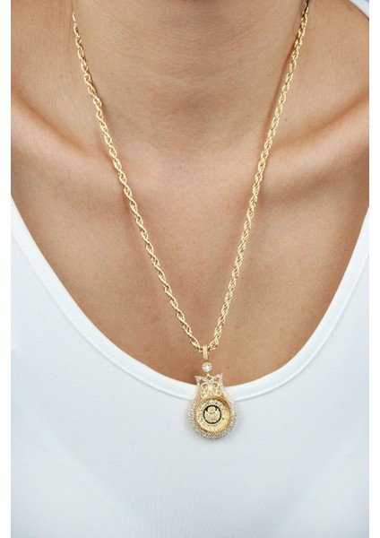 Lale Figür Çeyrekli Burgu Zincir Gold Kolye
