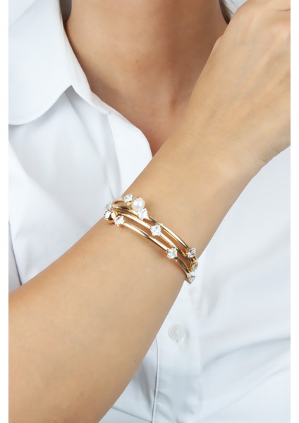 Kristal Taşlı ve Inci Detay Üç Sıralı Bileklik fiyatları