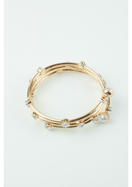 Kristal Taşlı ve Inci Detay Üç Sıralı Bileklik modelleri