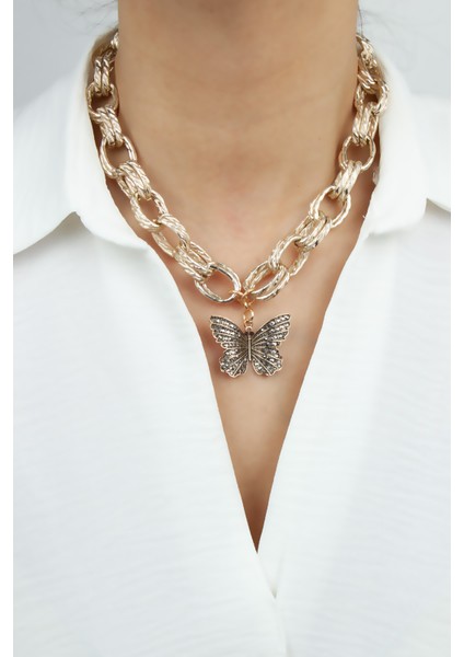 Kelebek Uçlu Tasarım Zincir Kolye fiyatları