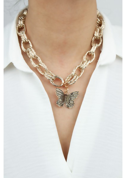 Kelebek Uçlu Tasarım Zincir Kolye modelleri