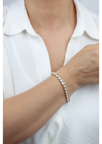 Pırlanta Görünümlü Büyük Taşlı Suyolu Bileklik