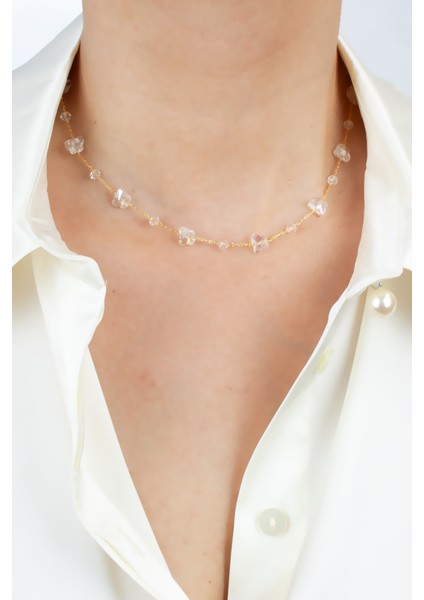 Kristal Taşlı Gold Ince Zincir Kolye fiyatları