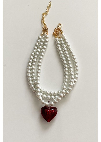 Kalp Uçlu Üç Sıralı Inci Kolye fırsatları