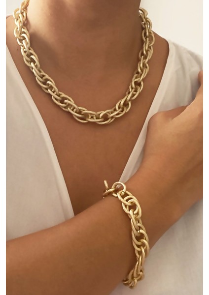 Işıltılı Zincir Kolye Bileklik Set