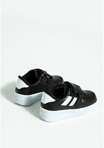 Çocuk Unisex Siyah Beyaz Sneakers Cırtlı Spor Rahat Çocuk Ayakkabısı fiyatları