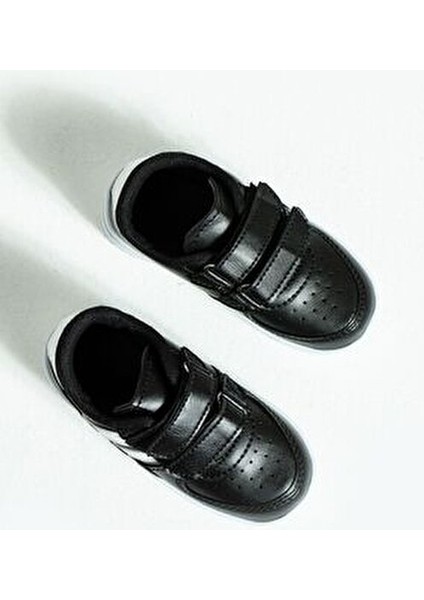 Çocuk Unisex Siyah Beyaz Sneakers Cırtlı Spor Rahat Çocuk Ayakkabısı indirimleri