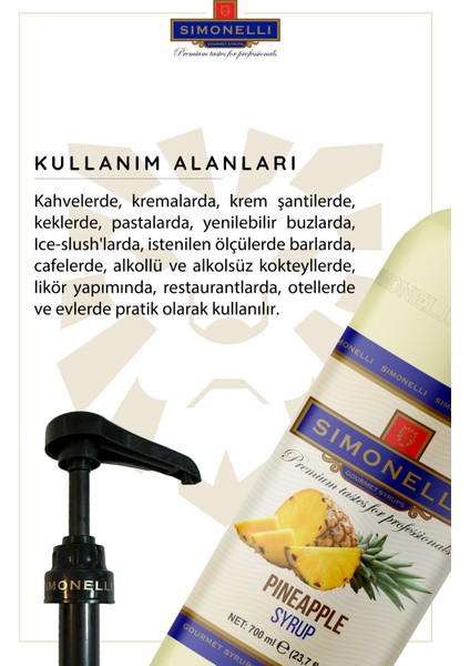 Kahve ve Kokteyl Şurubu Ananas Aromalı 700 ml + Pompa fiyatları