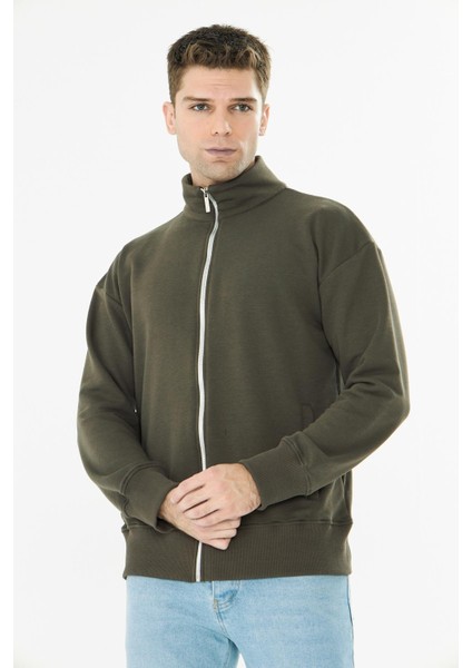 Erkek Tam Fermuarlı Pamuklu Eşofman Üstü Haki 9507-H fiyatları
