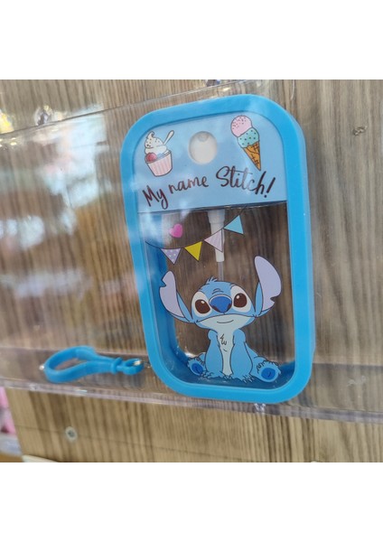 Stitch Figürlü Silikon Korumalı Plastik Parfüm/kolonya Şişesi Mavi