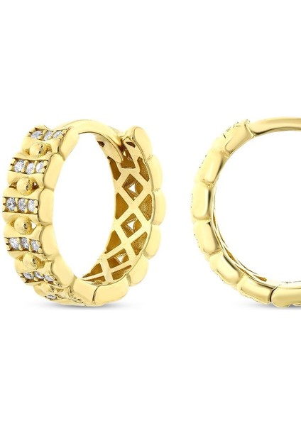 Taşlı Altın Halka Küpe - 14K fiyatları