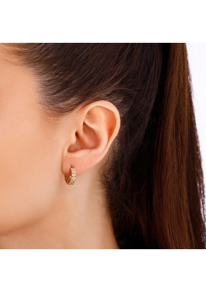 Taşlı Altın Halka Küpe - 14K modelleri