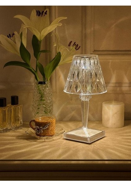 Kristal Dokunmatik Masa Lambası 3 Renk Modlu Yatak Odası Yemek Masası Için Şık Aydınlatma modelleri