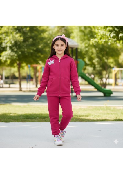 3 Iplik Şardonlu Kapüşonlu Eşofman Takımı 2'li I Çocuk Takım Cepli Kapüşonlu I Fermuarlı Takım fırsatları
