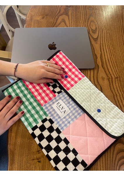 Laptop Macbook Kılıfı Kalın Korumalı Tüm Inçler Kumaş Kapitone Patwork Bilgisayar Kılıfı fırsatları