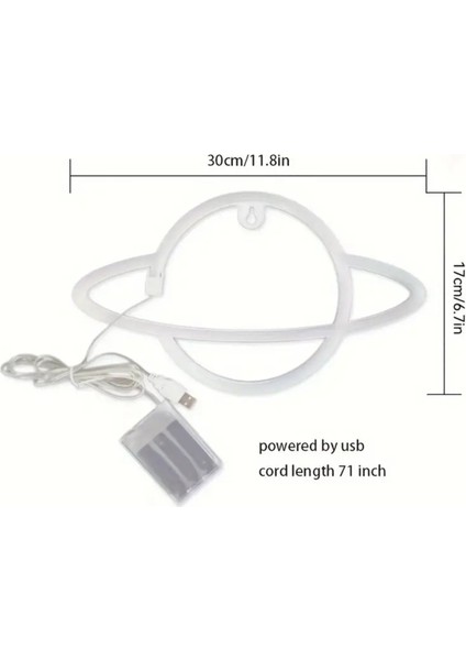 Satürn Neon Işık Gece Lambası Ister Pilli Ister USB Kullanım Pembe/sarı fiyatları
