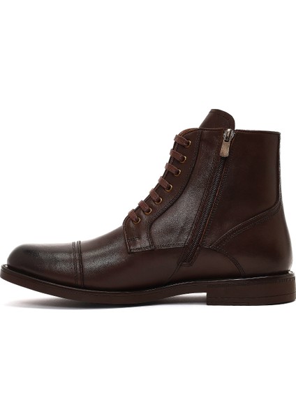 Erkek Kahverengi Bağcıklı Fermuarlı Deri Casual Bot 25WFD724018 fiyatları