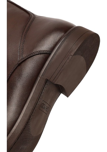 Erkek Kahverengi Bağcıklı Fermuarlı Deri Casual Bot 25WFD724018