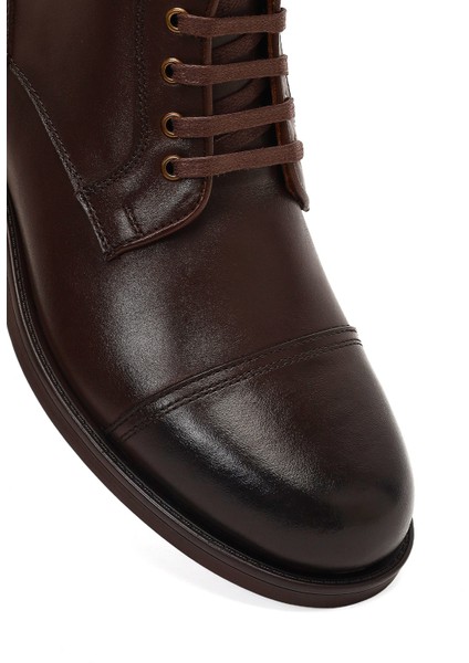 Erkek Kahverengi Bağcıklı Fermuarlı Deri Casual Bot 25WFD724018